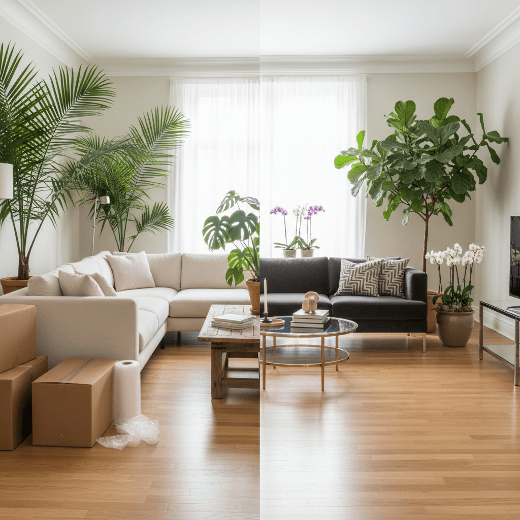 Digitally staged modern dining room