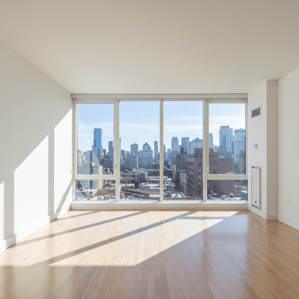 Virtually staged vacant home living room
