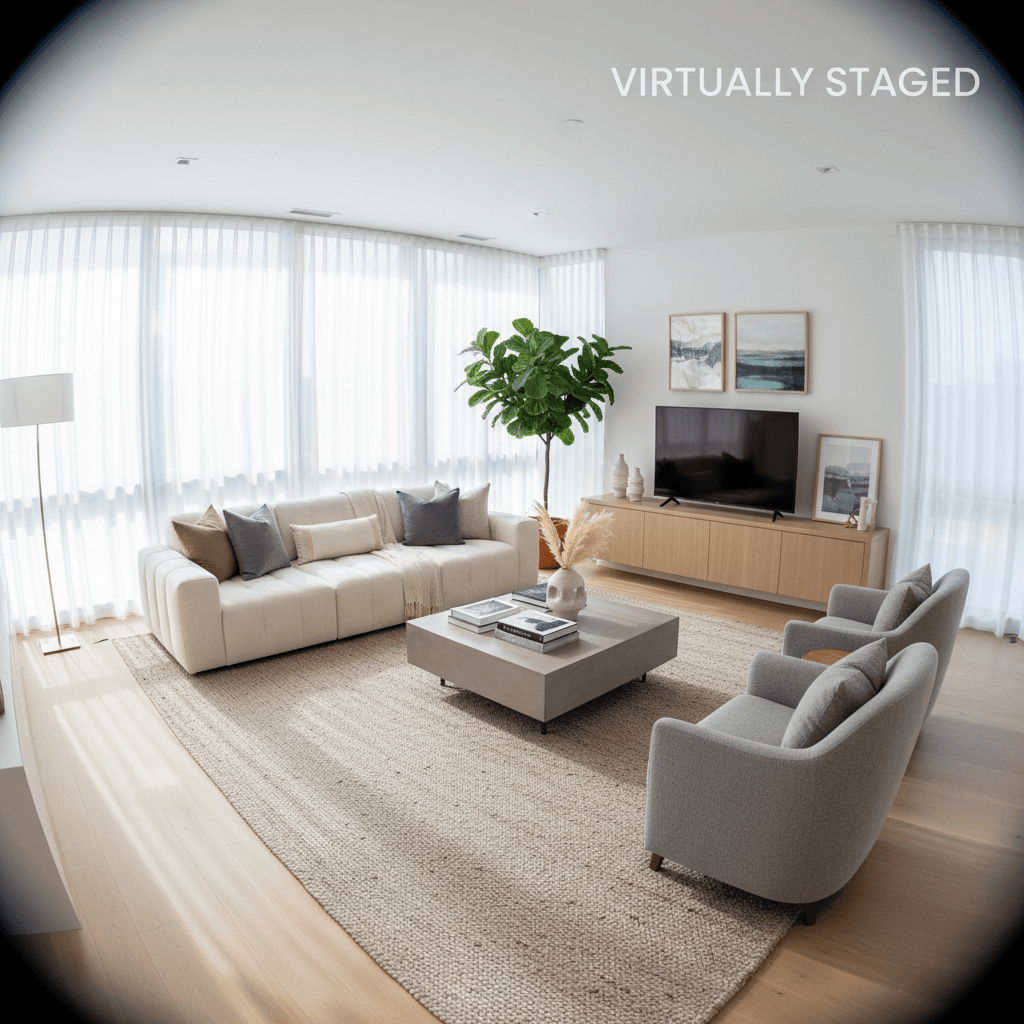 Virtually staged living room example showing MLS-compliant staging