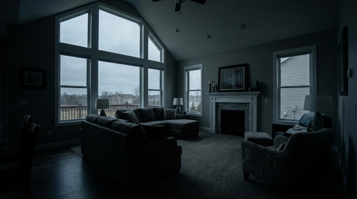 Dark interior before lighting enhancement