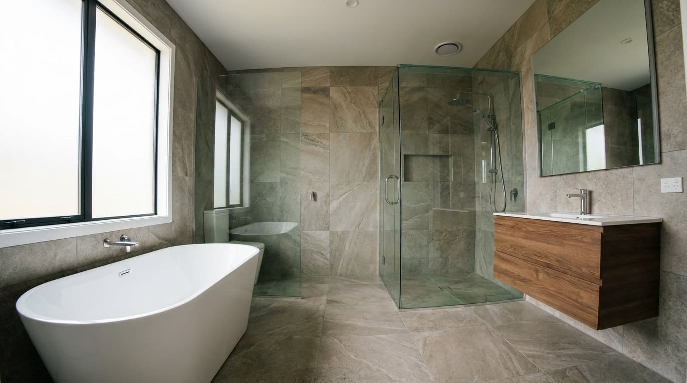 Retouched real estate photo with corrected perspective