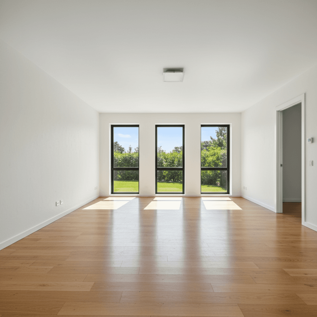 Empty living room before virtual staging