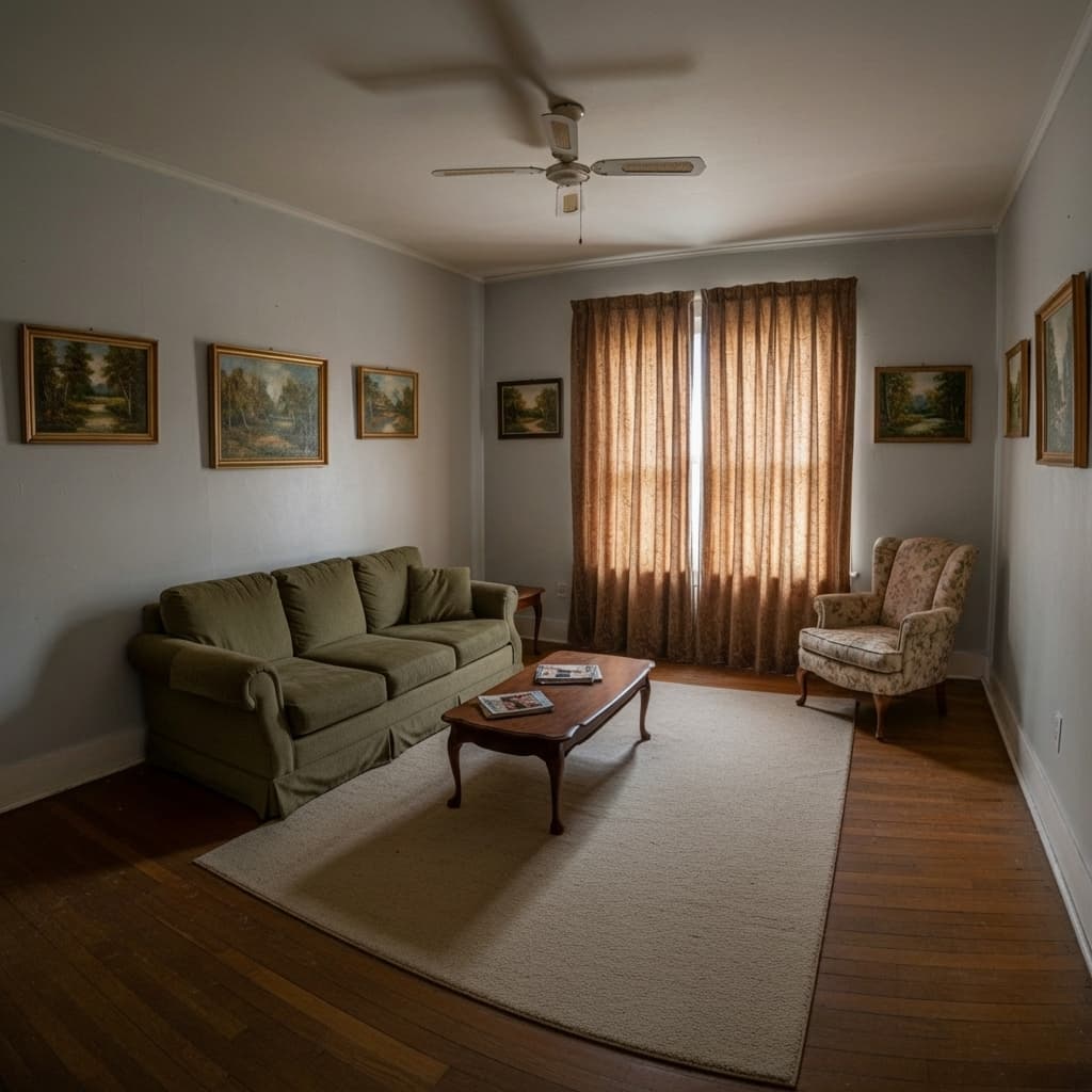 Same living room with fresh modern neutral wall color