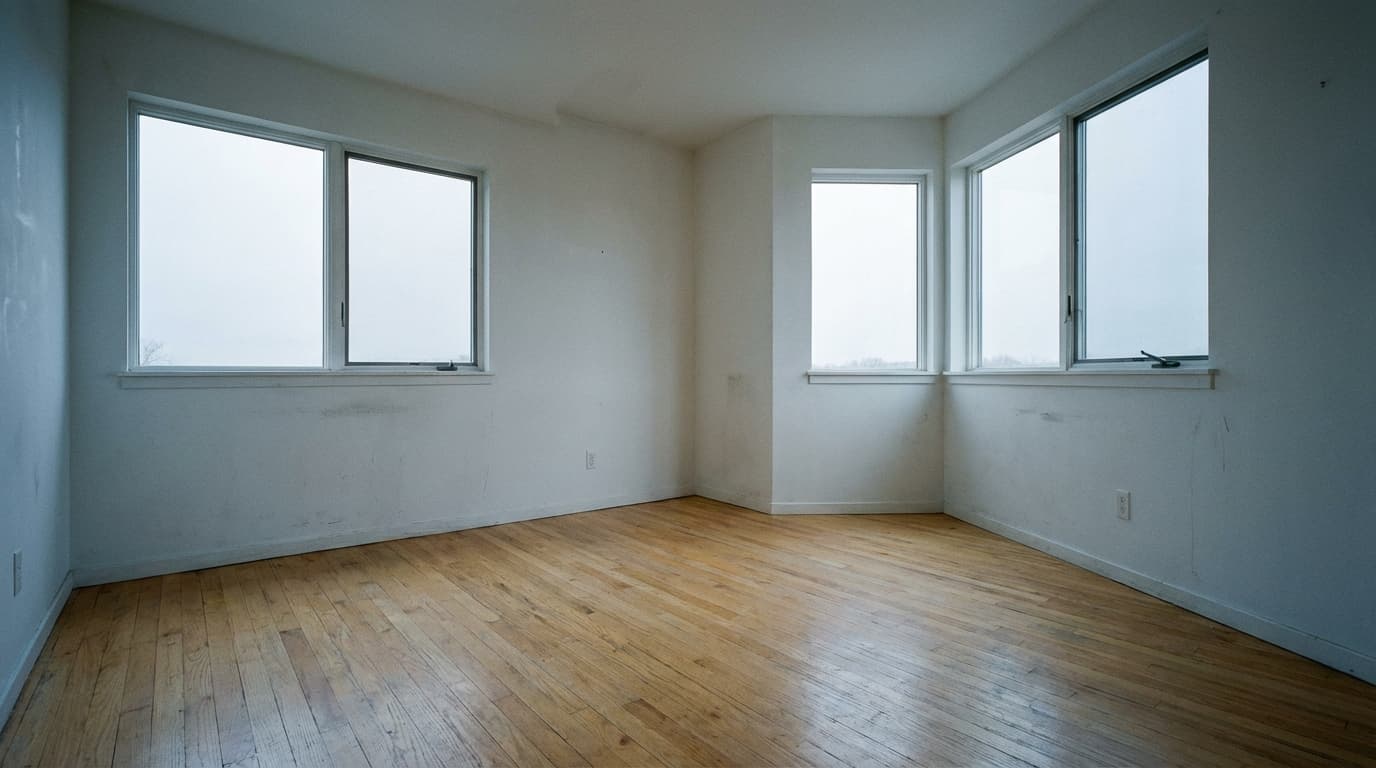 Empty bedroom before staging