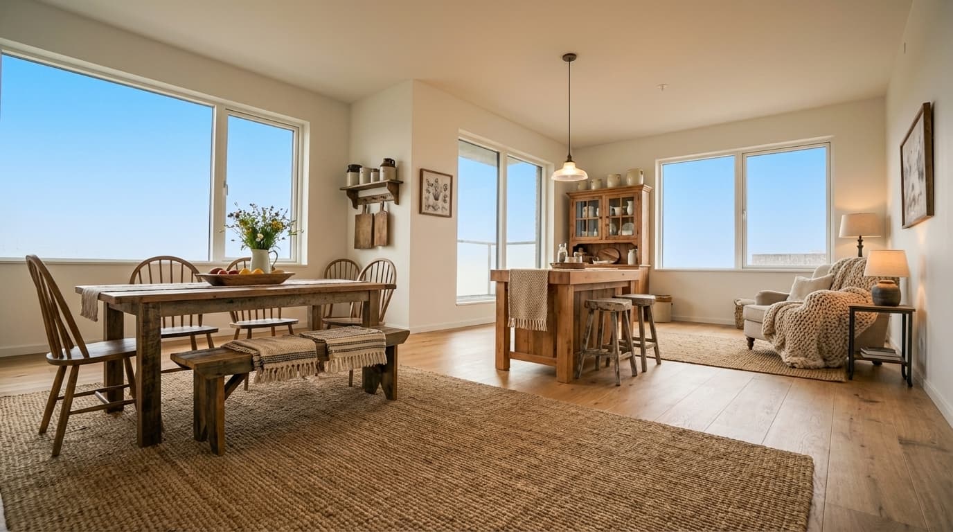 Kitchen staged in farmhouse style