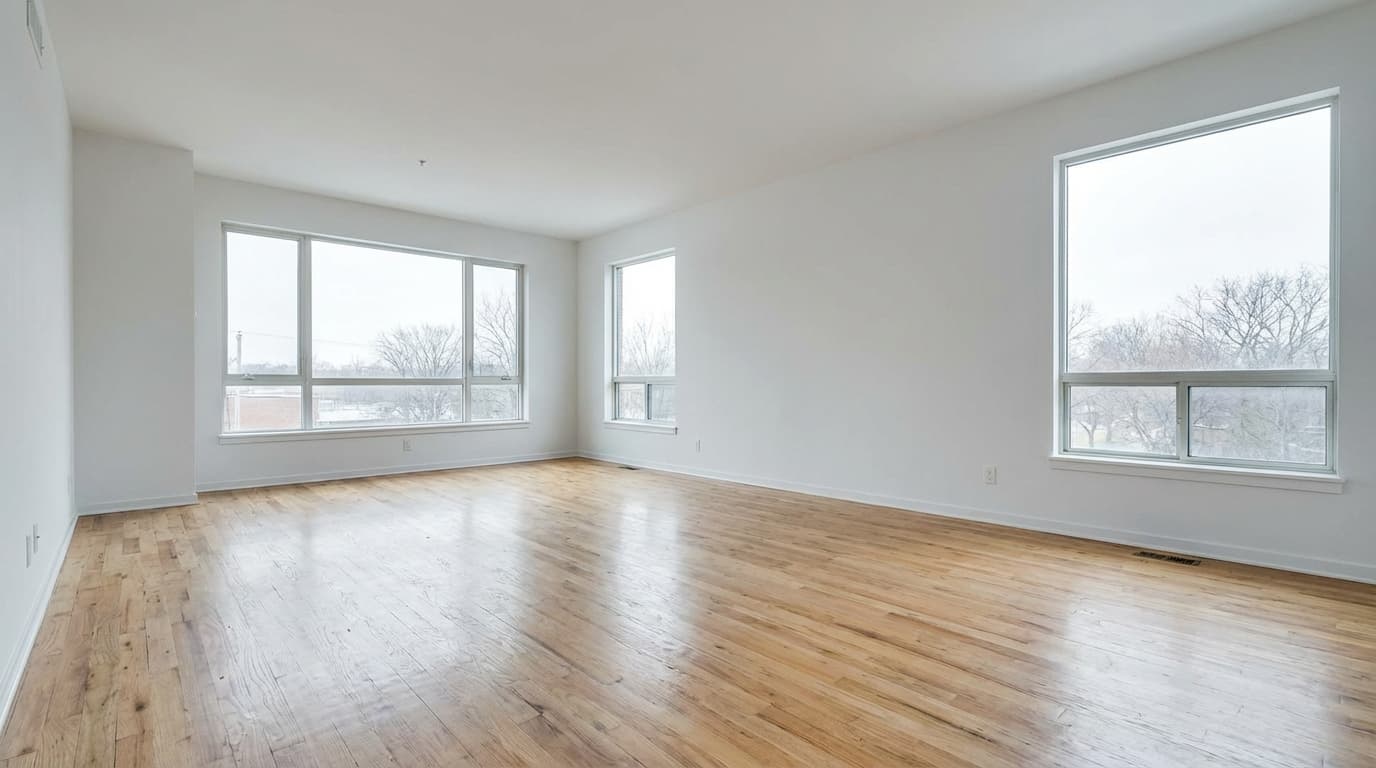 Empty living room before staging