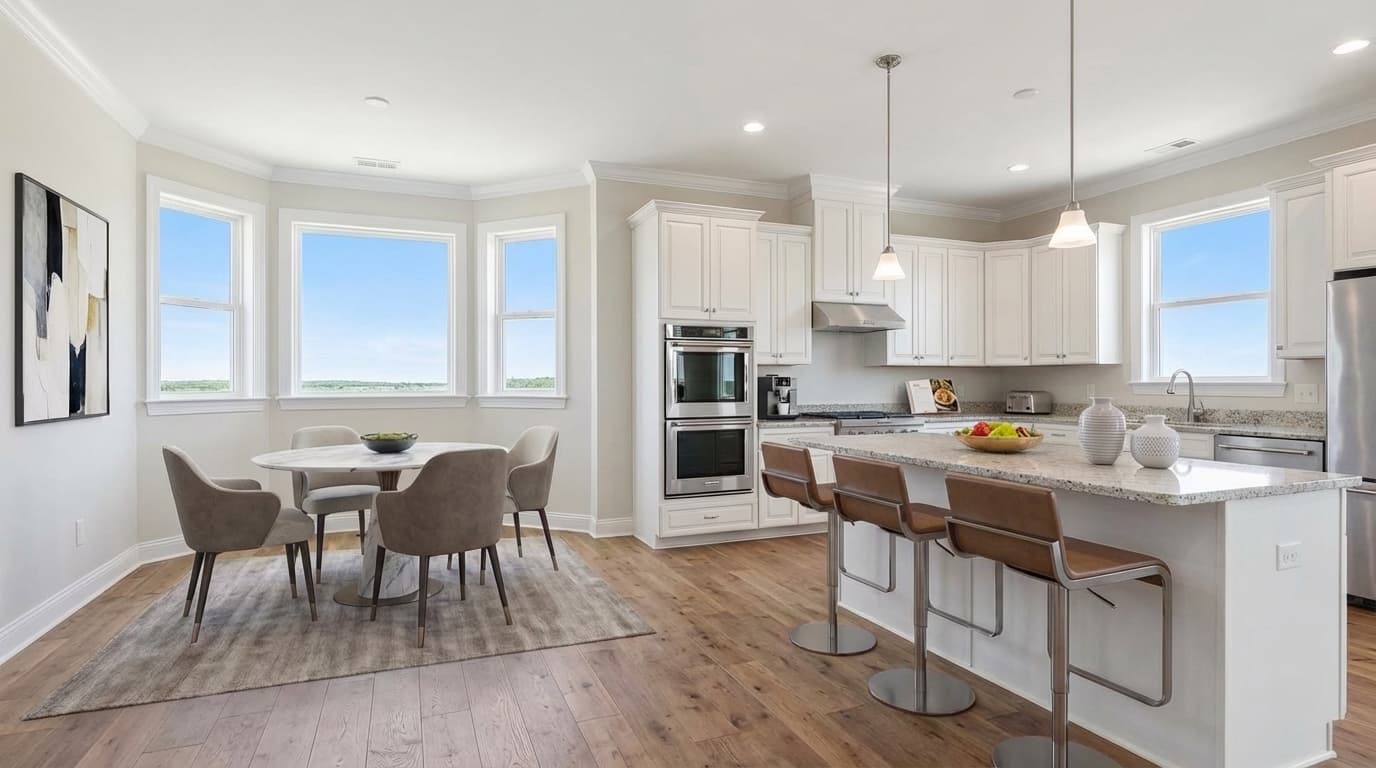 Staged kitchen with accessories and decor
