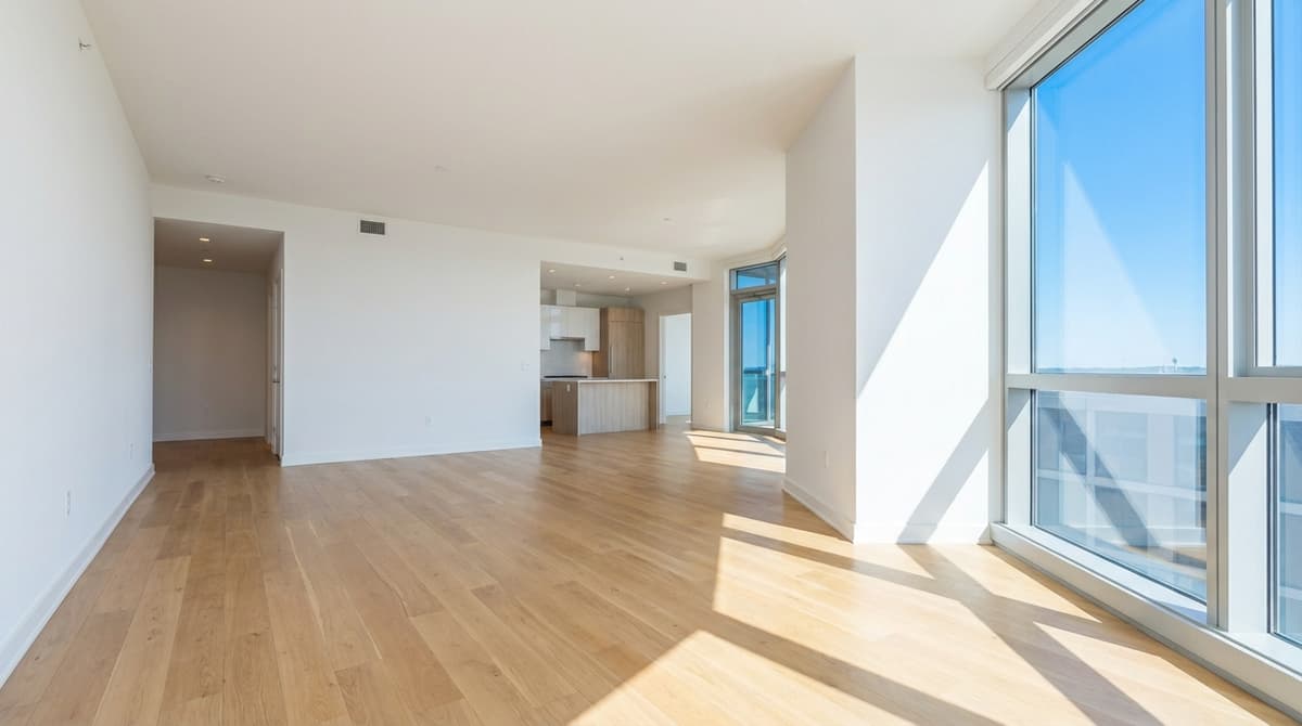 Empty living room before Scandinavian staging