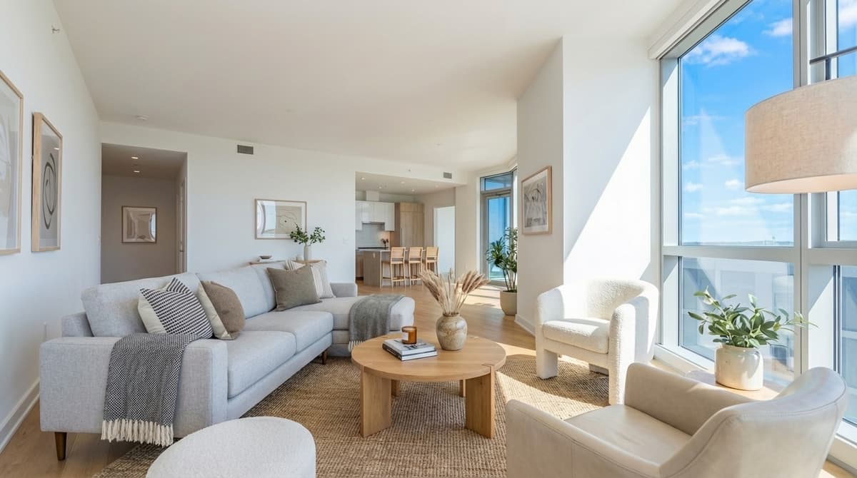 Living room after Scandinavian style virtual staging